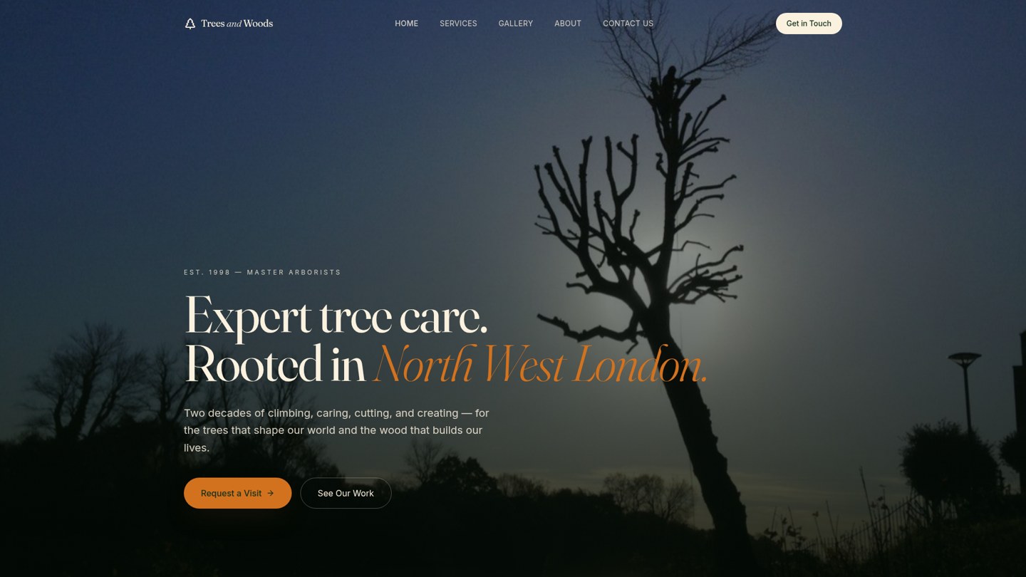Trees & Woods website homepage