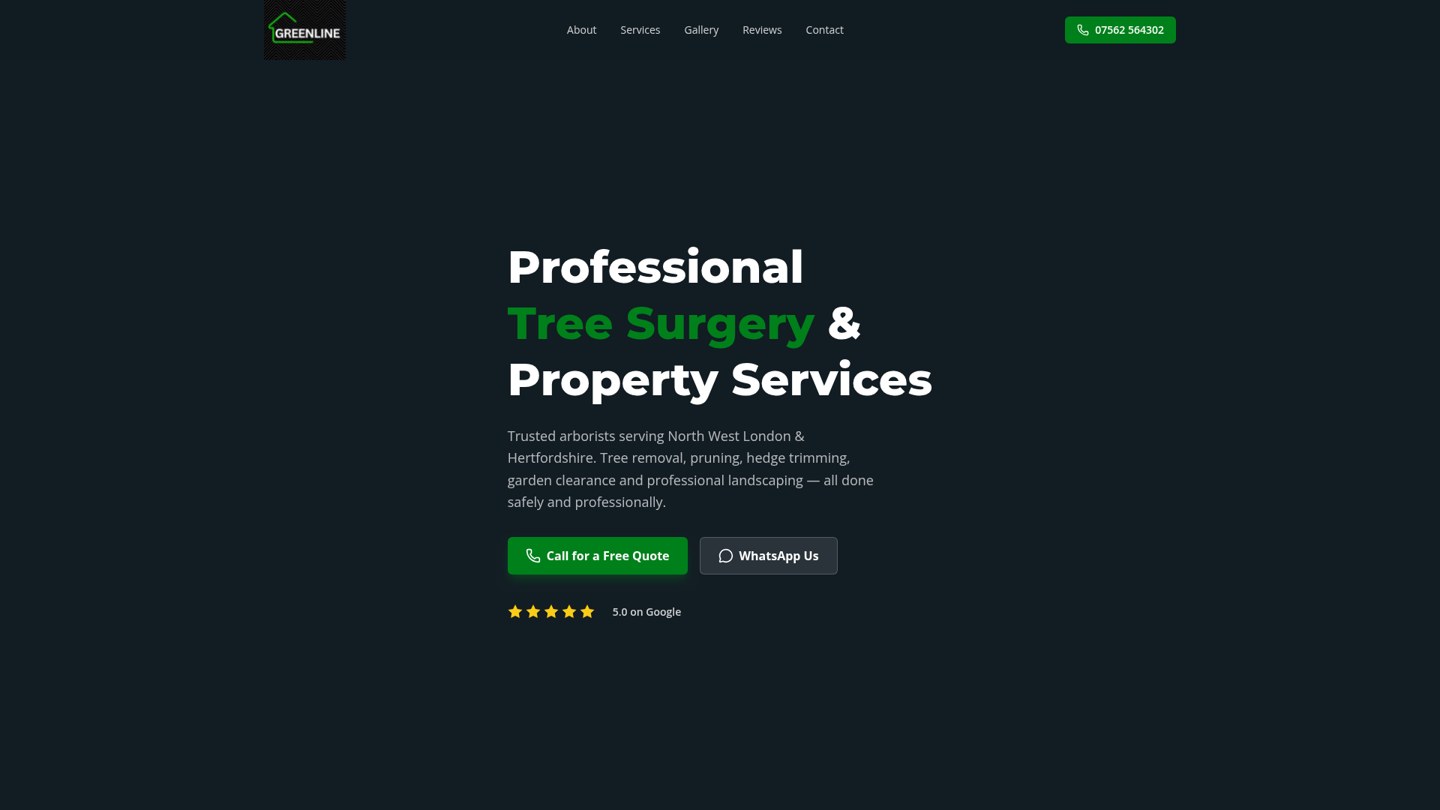 Greenline Tree & Property Services website homepage