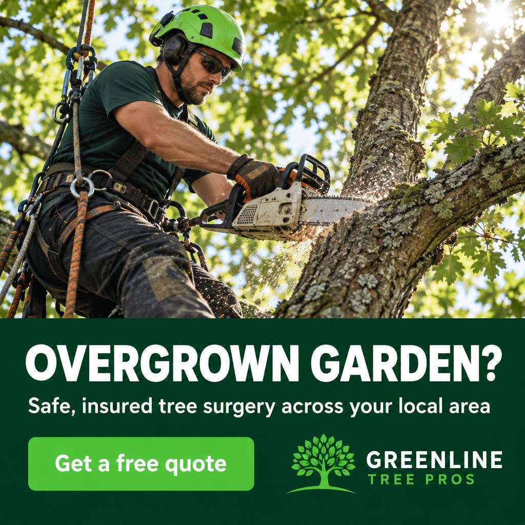Greenline Tree Pros Meta ad: Overgrown garden?