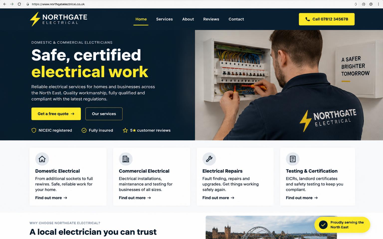 Northgate Electrical website homepage
