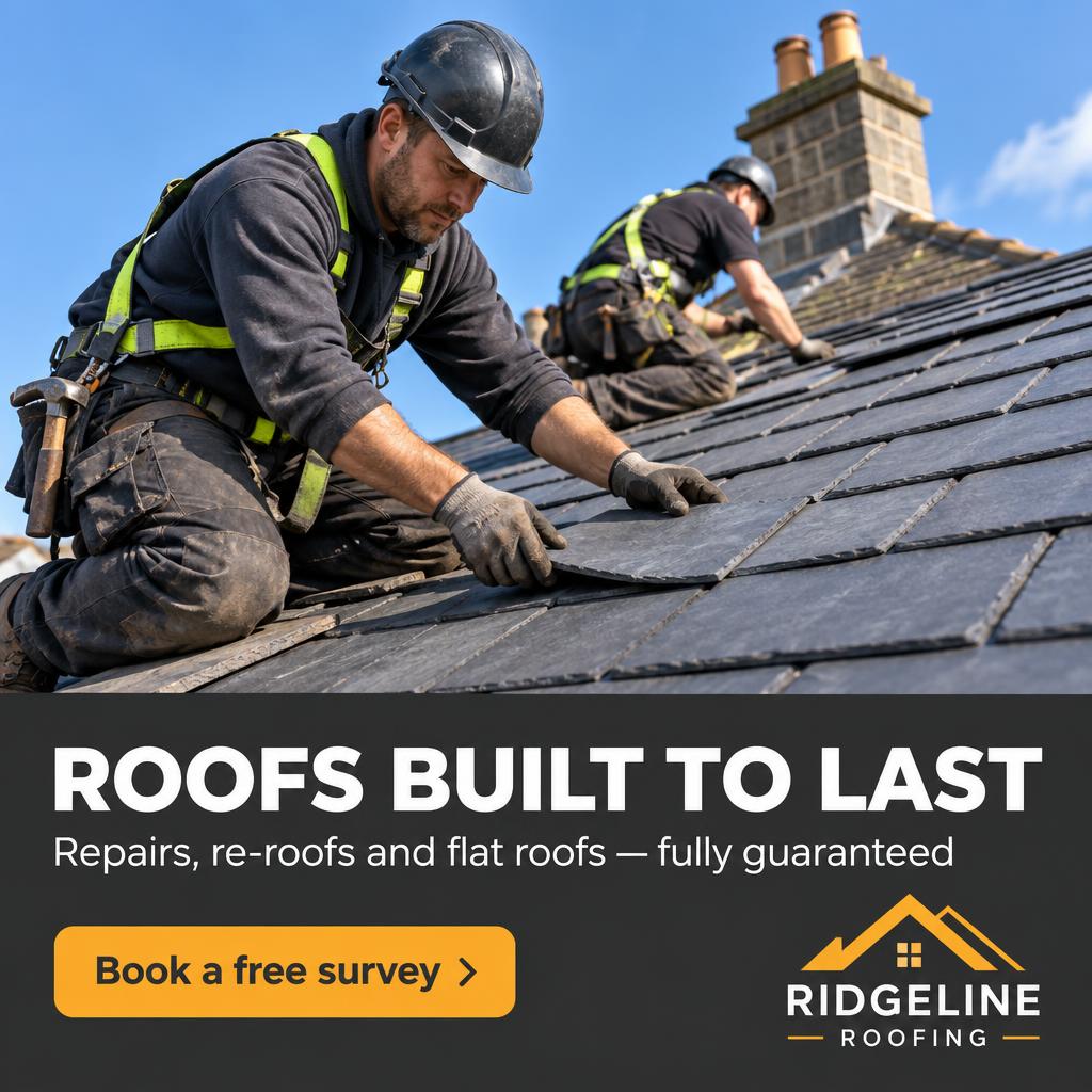 Ridgeline Roofing Meta ad: Roofs built to last